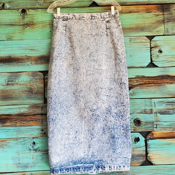 VINTAGE PARIS BLUES ACID WASH SKIRT - Picture 9 of 12